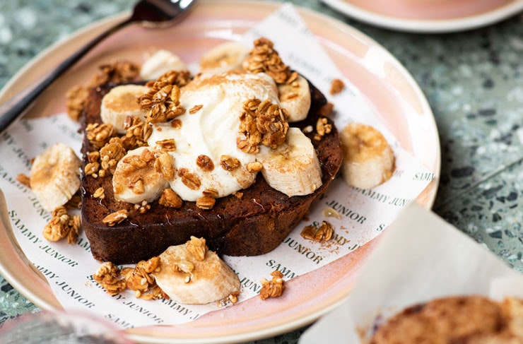 Toasted banana bread at Sammy Junior.